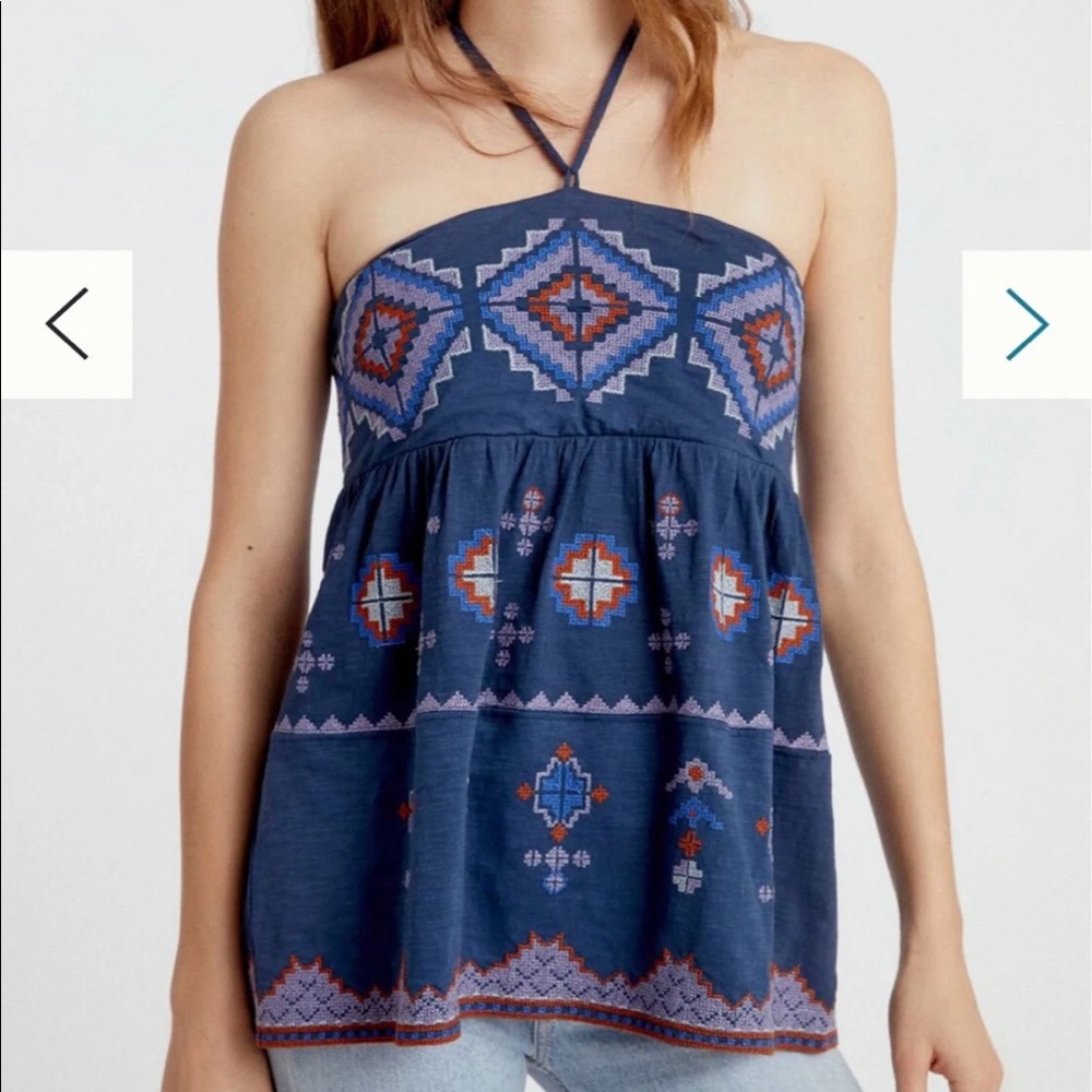 Anthropologie Asha Embroidered Halter Top M
